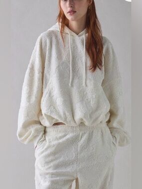 Out From Under Try Me Piled Fleece Printed Bubble Hoodie Sweatshirt NWT